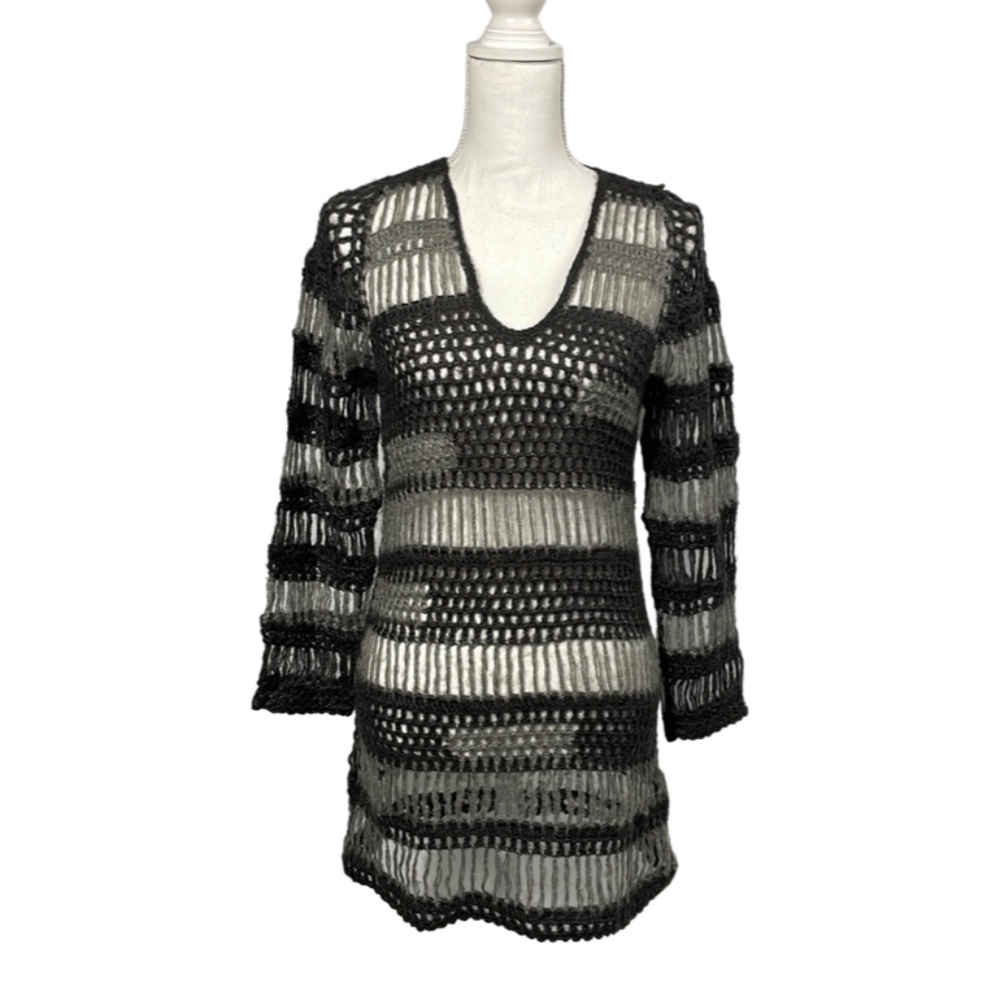 Toi et moi V Neck Sweater Shades of Gray Dress - M/L